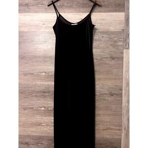 Vintage slip dress velour brown long dress Jumper size Small spaghetti strap